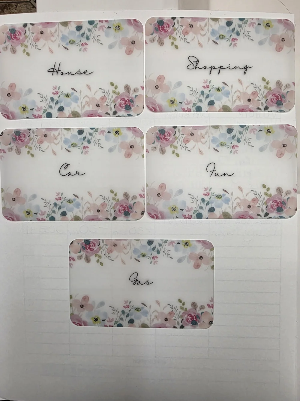 A7 Cash Envelope Inserts/dashboards - Pastel Pink & Blue